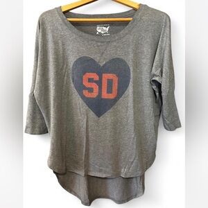 Gray “SD” Heart Graphic Women's Top
